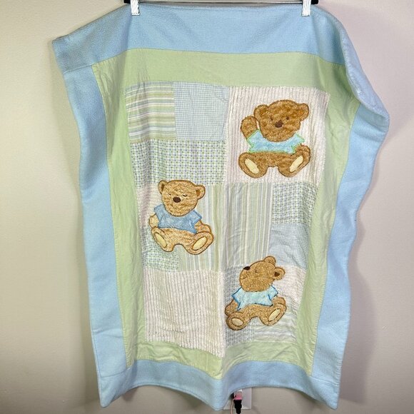 Other - Bear Baby Blanket Blue/Green Size 41"x32"